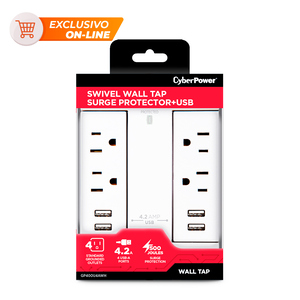 Supresor de Picos GP400U4AWH CyberPower 4 contactos/4 USB Supresor de Picos GP400U4AWH CyberPower 4 contactos/4 USB