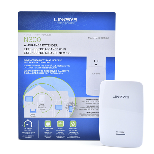 Extensor de Rango WiFi Linksys RE3000W / 300 Mbps / 2.4 GHz / Blanco