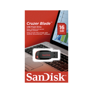 Memoria USB Sandisk Cruzer Blade / 16 gb / Negro con rojo