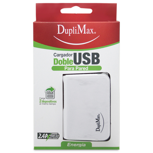 Cargador de Pared Multidispositivo Carga Rápida Duplimax DUP537 / Blanco / 2 USB