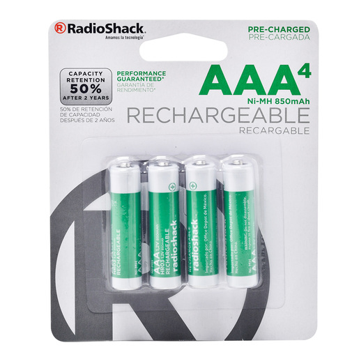 Baterías Recargables Ni-MH AAA RadioShack / 850 mAh / 4 piezas
