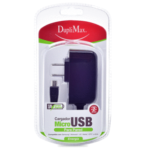 Cargador de Pared para Celular Carga Rápida Duplimax 303011 / Negro / Micro USB