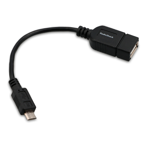 Cable Adaptador Micro USB OTG RadioShack / 15 cm / Plástico / Negro