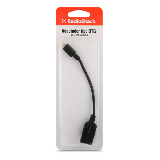 Cable Adaptador Micro USB OTG RadioShack / 15 cm / Plástico / Negro