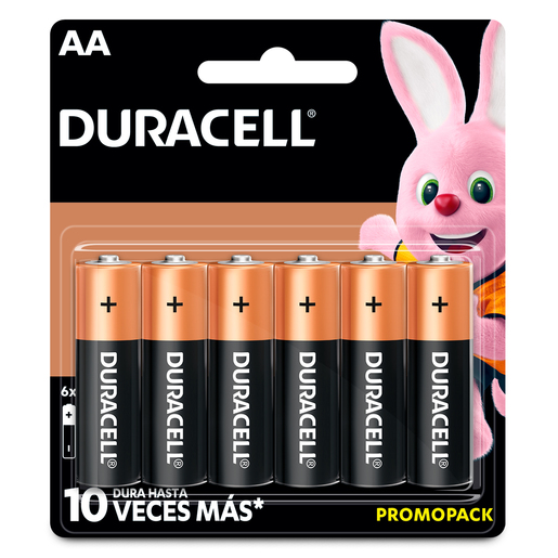 Pilas Alcalinas AA Duracell / 4 piezas / 2 pilas gratis