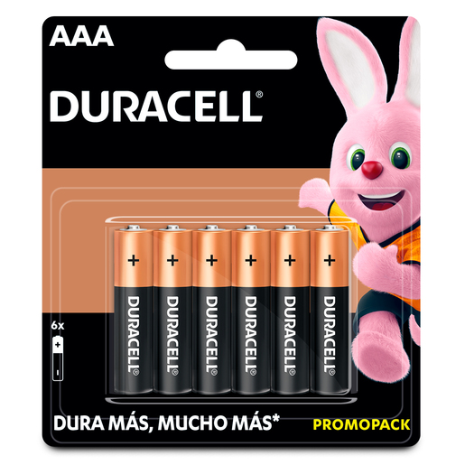Pilas Alcalinas AAA Duracell / 4 piezas / 2 pilas gratis