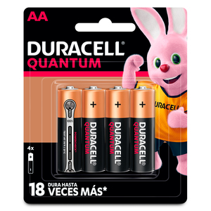 Pilas Alcalinas AA de Larga Duración Duracell Quantum / 4 piezas