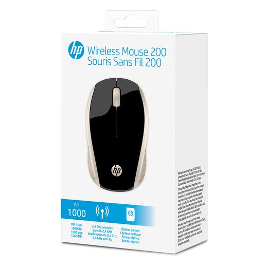 Mouse Inalámbrico Hp 200 / Dorado con negro / USB