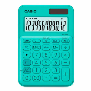 Calculadora Básica Casio MS-20UC-GN / 12 dígitos / Verde turquesa