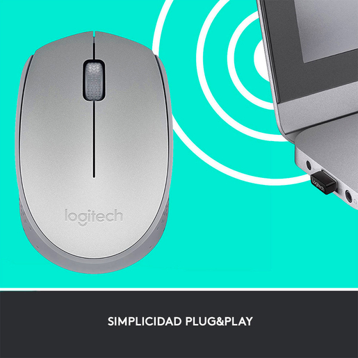 Mouse Inalámbrico Logitech M170 / Plata / USB