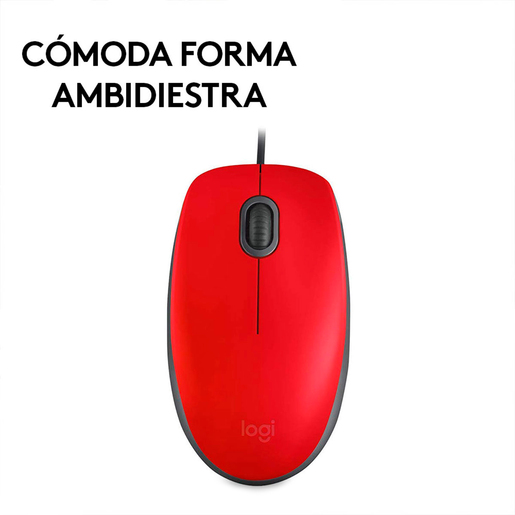 Mouse Almámbrico Logitech M110 Silent / Rojo / USB