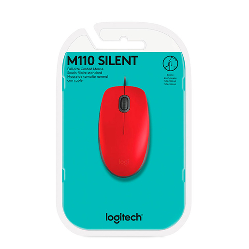 Mouse Almámbrico Logitech M110 Silent / Rojo / USB