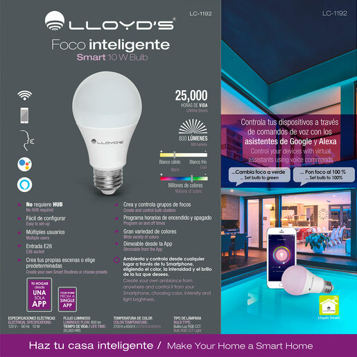 Foco WiFi Lloyds LC-1192 / Luz multicolor / 1 pieza