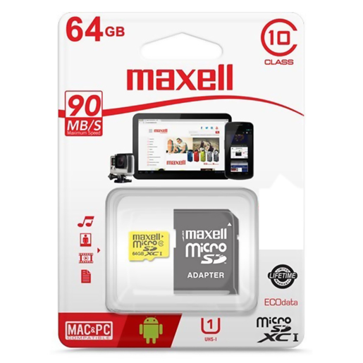 Tarjeta Micro SD Maxell Clase 10 / 64 gb