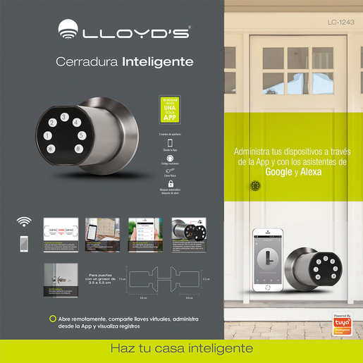 Cerradura Inteligente Lloyds LC-1243 / WiFi / Negro