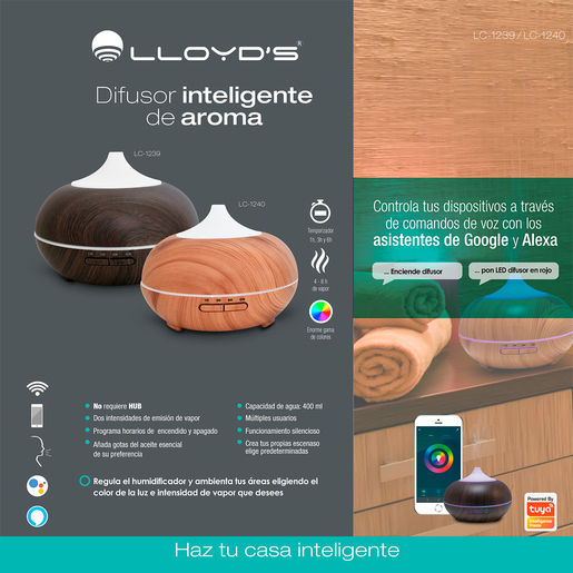 Difusor Aromático Inteligente WiFi Lloyds LC-1240 / Café claro