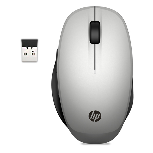 Mouse Inalámbrico Hp 300 Dual Mode / Plata con negro / Bluetooth / USB