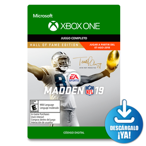 Madden NFL 19 EA Sports Hall of Fame Edition / Juego digital / Xbox One / Descargable
