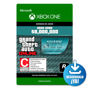 Grand Theft Auto V Megalodon Shark Card / 8000000 créditos de tarjeta digital / Xbox One / Descargable