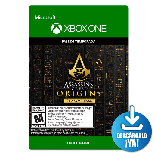 Assassins Creed Origins Season Pass / Pase de temporada digital / Xbox One / Descargable