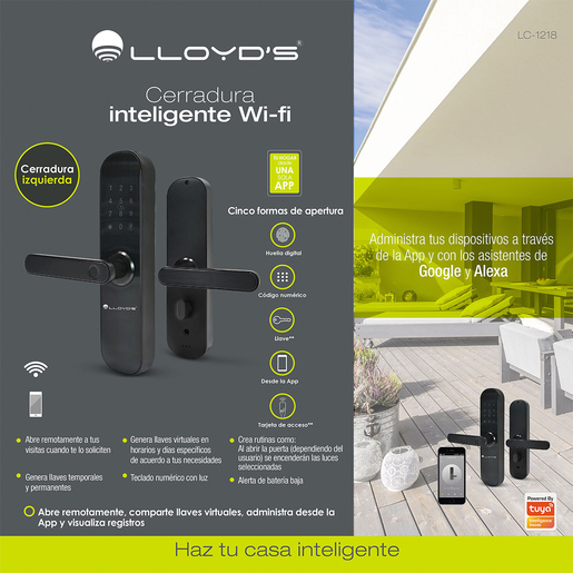 Cerradura Inteligente WiFi Lloyds LC-1218 /  Negro