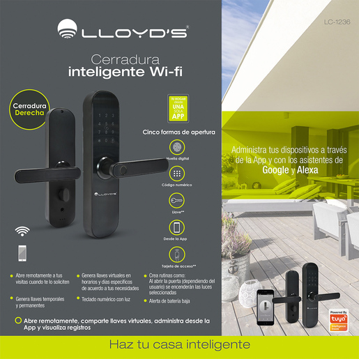 Cerradura Inteligente WiFi Lloyds LC-1236 / Negro
