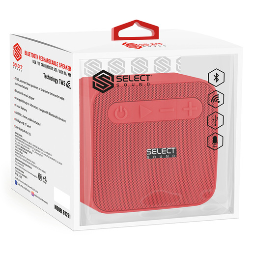 Bocina Bluetooth Select Sound TWS BT221 / Rojo
