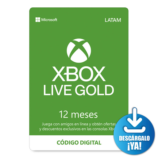 Xbox Live Gold / Suscripción digital 12 meses / Xbox One / Xbox 360 / Descargable