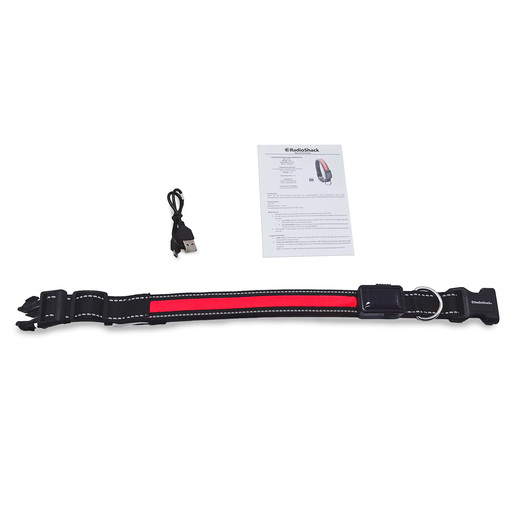 Collar Ajustable para Perro-Gato con Luz Led RadioShack GL313-M / Recargable / Mediano / Negro con rojo