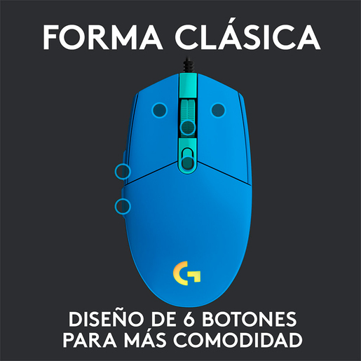 Mouse Gamer Alámbrico Logitech G203 / Azul / USB Mouse Gamer Alámbrico Logitech G203 / Azul / USB
