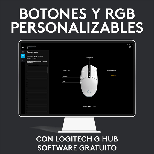 Mouse Gamer Alámbrico Logitech G203 / Blanco / USB Mouse Gamer Alámbrico Logitech G203 / Blanco / USB
