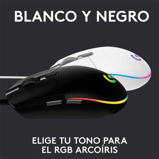 Mouse Gamer Alámbrico Logitech G203 / Blanco / USB
