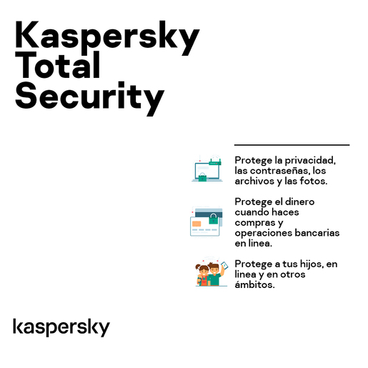 Antivirus Descargable Kaspersky Total Security / 2 años / 3 dispositivos