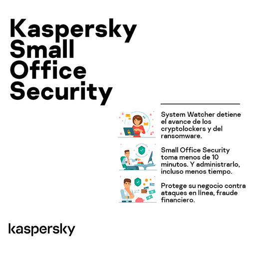 Antivirus Descargable Kaspersky Small Office Security / 2 años / 20 PC / 20 dispositivos móviles / 2 servidores de archivos