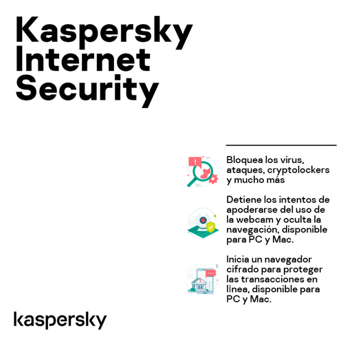 Antivirus Descargable Kaspersky Internet Security / 3 años / 10 dispositivos