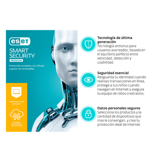 Antivirus Descargable ESET Smart Security Premium / 1 año / 8 dispositivos