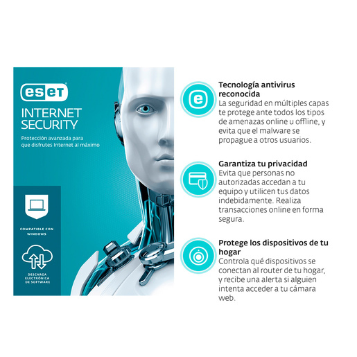 Antivirus Descargable ESET Internet Security / 1 año / 9 dispositivos Antivirus Descargable ESET Internet Security / 1 año / 9 dispositivos