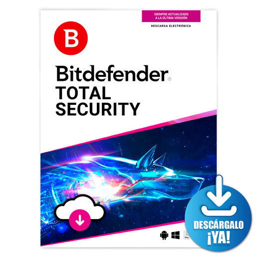 Antivirus Descargable Bitdefender Total Security / 1 año / 5 usuarios