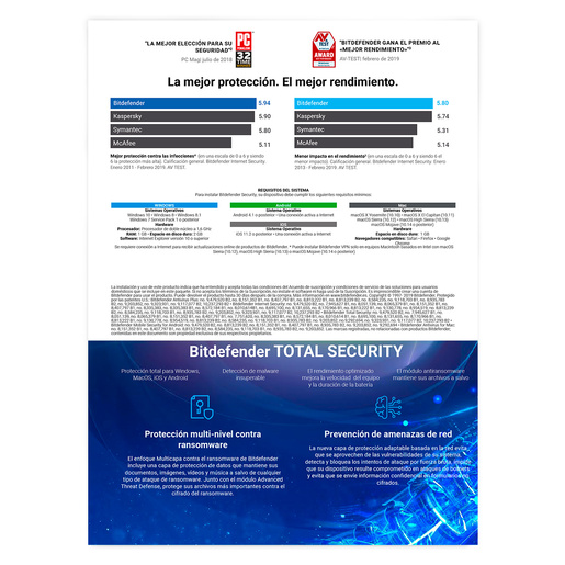 Antivirus Descargable Bitdefender Total Security / 2 años / 10 usuarios  Antivirus Descargable Bitdefender Total Security / 2 años / 10 usuarios