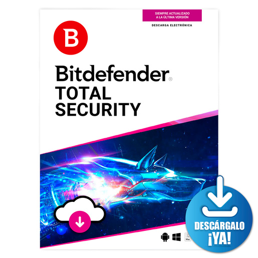 Antivirus Descargable Bitdefender Total Security / 2 años / 10 usuarios  Antivirus Descargable Bitdefender Total Security / 2 años / 10 usuarios