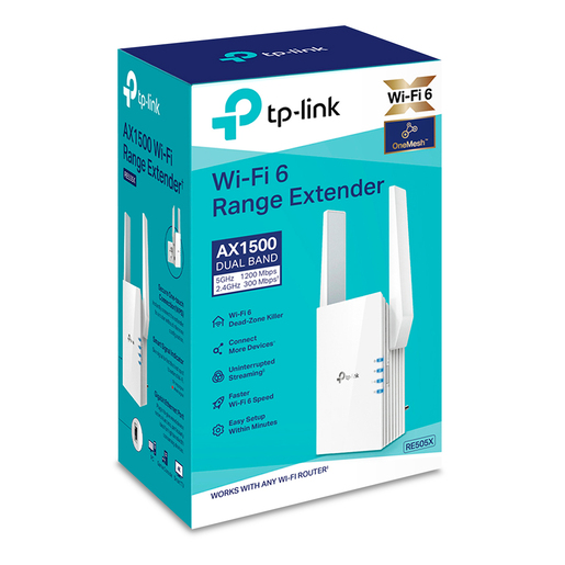 Extensor de Rango WiFi TP Link RE505X / 300 1200 Mbps / 2.4 y 5 GHz / Blanco