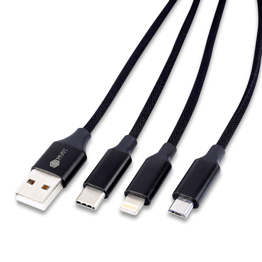 Cable Cargador Select Power /  1.2 m / Micro USB / Tipo C / Lightning / Negro