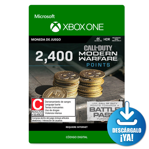 Call of Duty Modern Warfare Points / 2400 monedas de juego digitales / Xbox One / Descargable