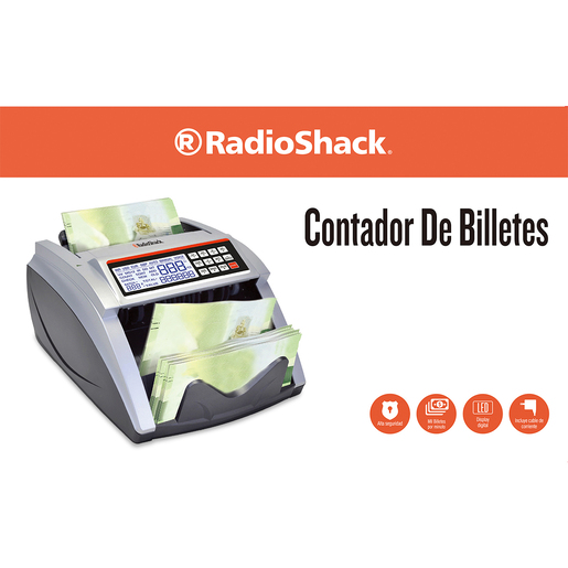 Contador de Billetes Automático con Detección de Falsificaciones RadioShack / Gris Contador de Billetes Automático con Detección de Falsificaciones RadioShack / Gris