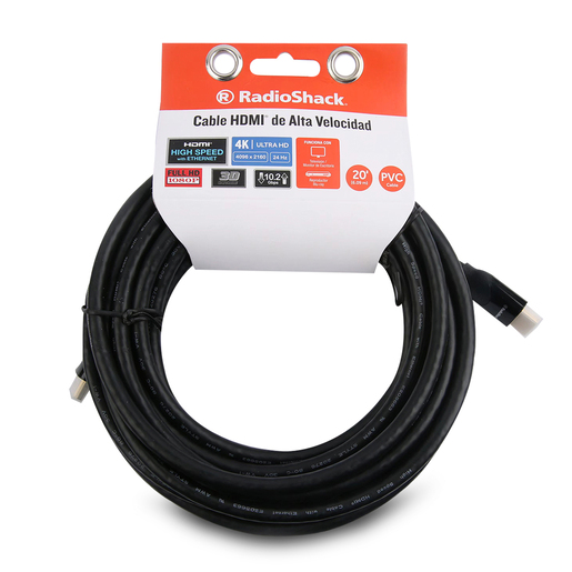 Cable HDMI con Ethernet RadioShack / 6.06 m / Plástico / Negro con oro