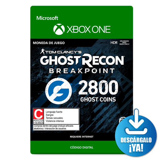 Ghost Recon Breakpoint Ghost Coins / 2400 monedas de juego digitales / Xbox One / Descargable Ghost Recon Breakpoint Ghost Coins / 2400 monedas de juego digitales / Xbox One / Descargable
