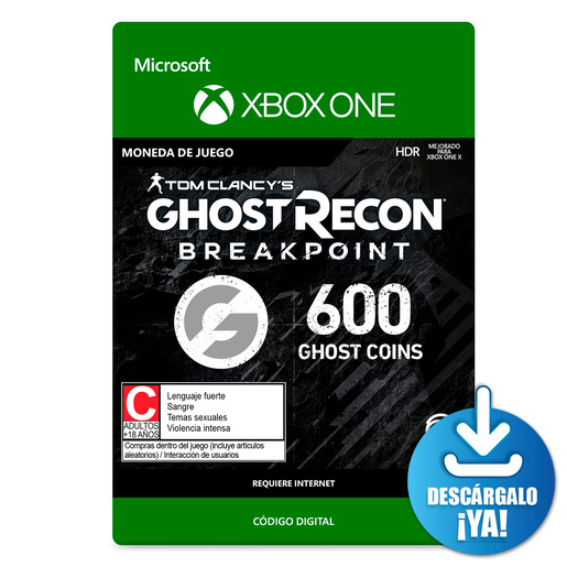 Ghost Recon Breakpoint Ghost Coins / 600 monedas de juego digitales / Xbox One / Descargable Ghost Recon Breakpoint Ghost Coins / 600 monedas de juego digitales / Xbox One / Descargable