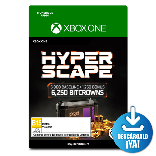 Hyper Scape Bitcrowns / 6250 monedas de juego digitales / Xbox One / Descargable Hyper Scape Bitcrowns / 6250 monedas de juego digitales / Xbox One / Descargable