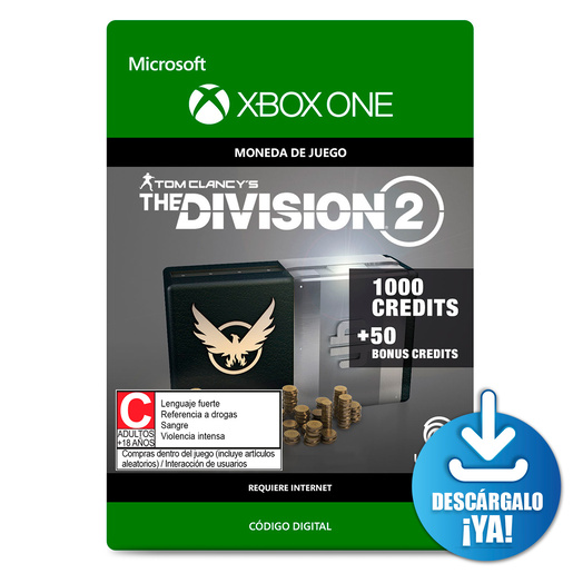 The Division 2 Credits / 1050 monedas de juego digitales / Xbox One / Descargable The Division 2 Credits / 1050 monedas de juego digitales / Xbox One / Descargable