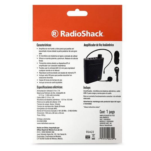 Amplificador de Voz Portátil RadioShack K6 / Negro